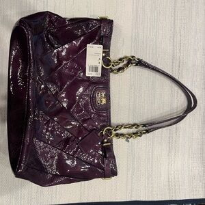 Coach Purple Patent Leather Tote Bag